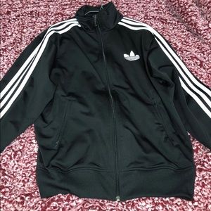 black & white adidas zip up jacket